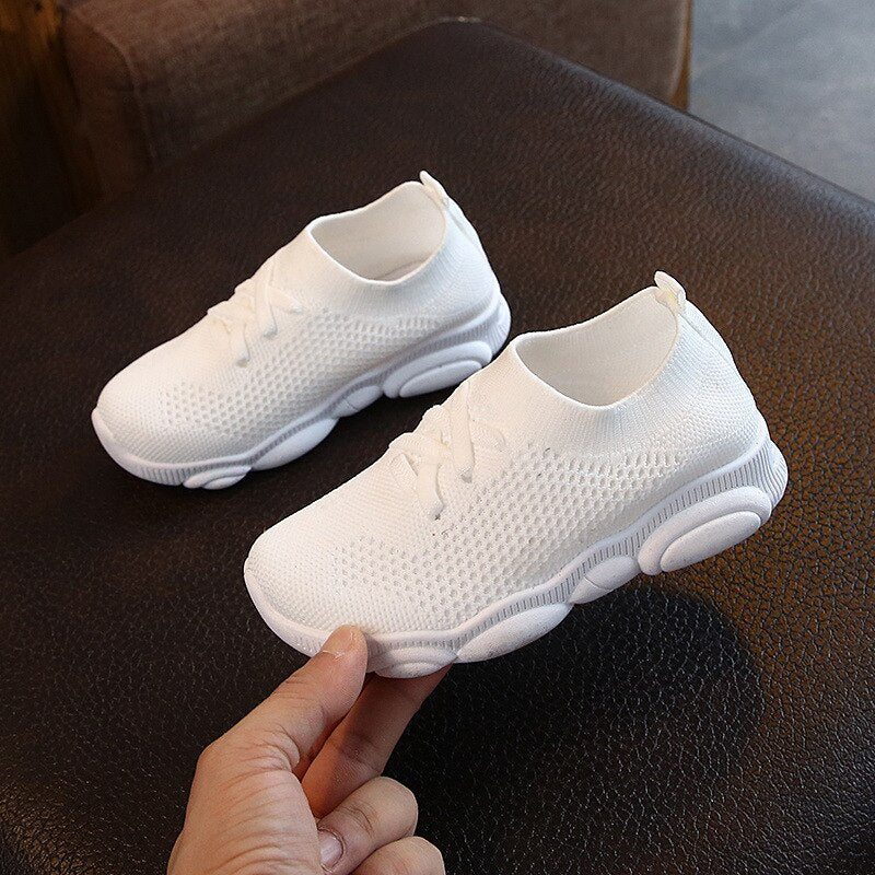 Fashion Children Flat Shoes Solid Stretch Mesh Sport Running Sneakers Shoes