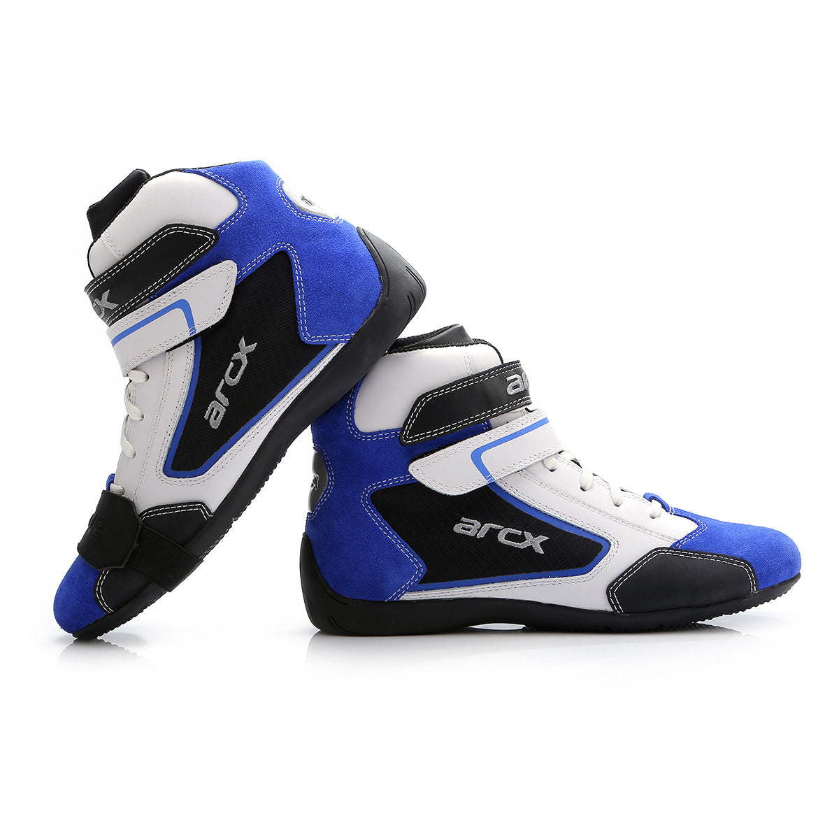 Motorcycle Boots Shoes Blue Leather Casual Breathable