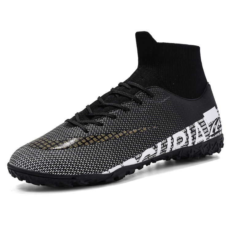 Men Soccer Shoes  High Ankle Football Boots Cleats Grass Training