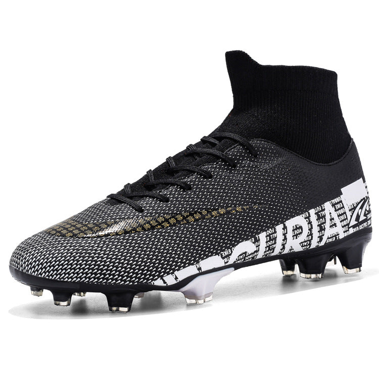 Men Soccer Shoes  High Ankle Football Boots Cleats Grass Training