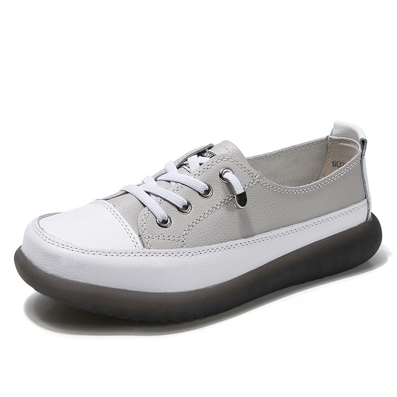 Women's Fashionable Casual Soft Bottom Leather Low-cut Sneakers