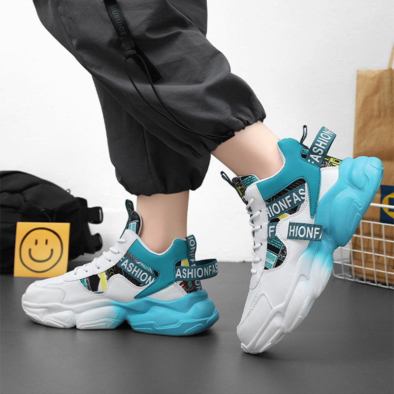 Men's High-top Sports Shoes New Fashion Colorblock Lace-up Casual