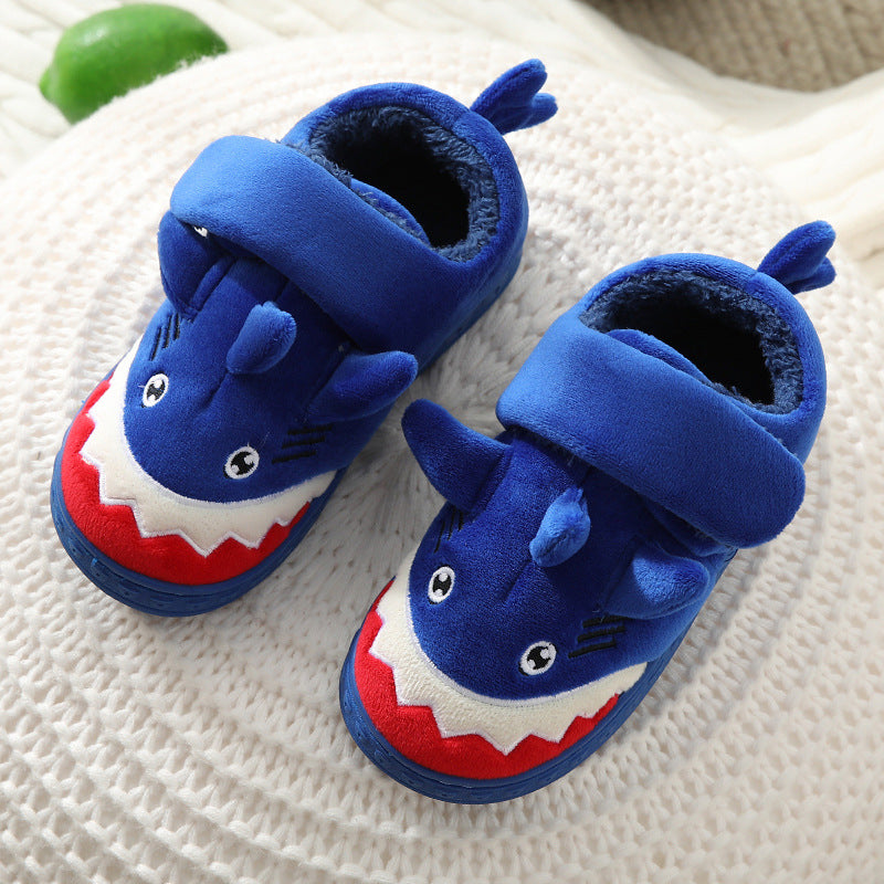 Fashion Kids Cartoon Shark Cotton Shoes Velcro