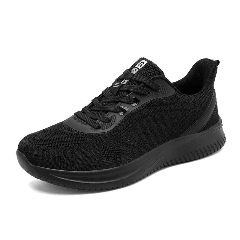 Plus Size Men's Shoes Black Mesh Fly-knit Sneakers