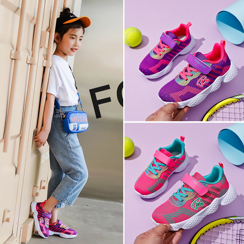 Summer Children's Casual Sports Shoes Flying Woven Girls EVA Soles For Kids