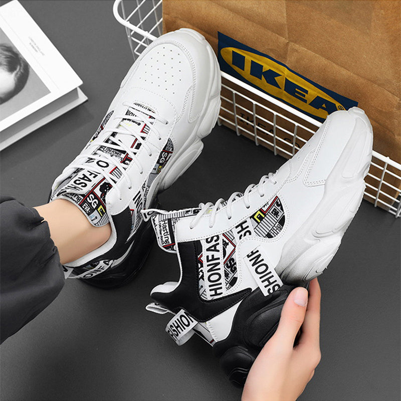 Men's High-top Sports Shoes New Fashion Colorblock Lace-up Casual