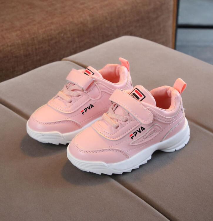 Boys Girls Fashion Sneakers Leather Trainers Sport Shoes Soft Running Shoes