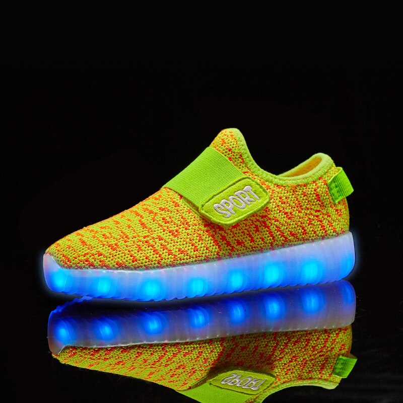Kids Led USB Recharge Glowing Shoes Children's Hook Loop Shoes