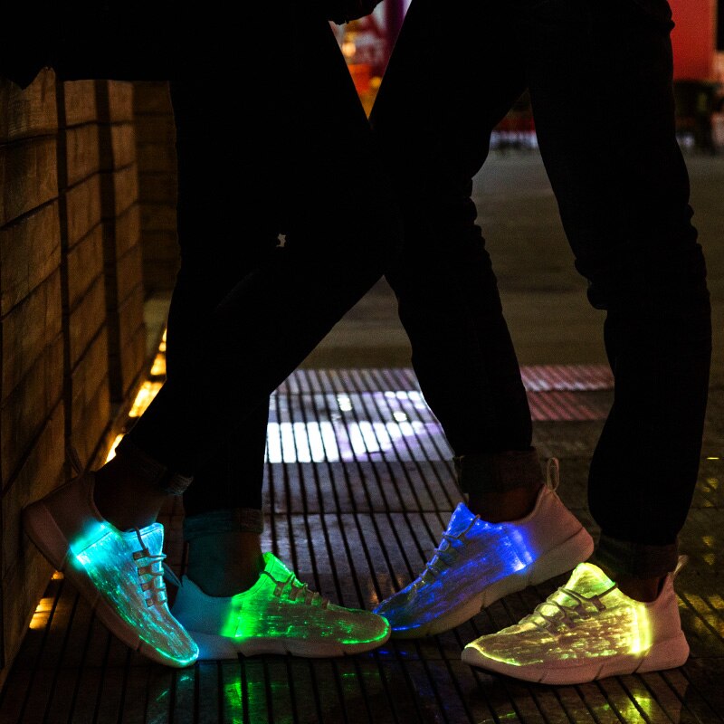 Fiber Optic Fabric Light Up Shoes Flashing Teenager Luminous Sneakers