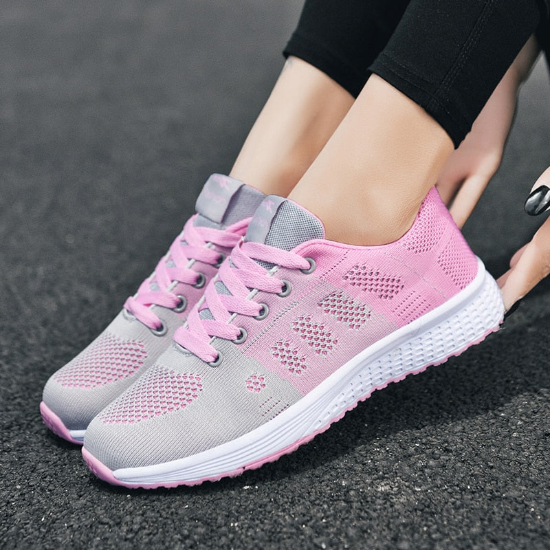 Women Casual Shoes Fashion Breathable Walking Mesh Lace Up