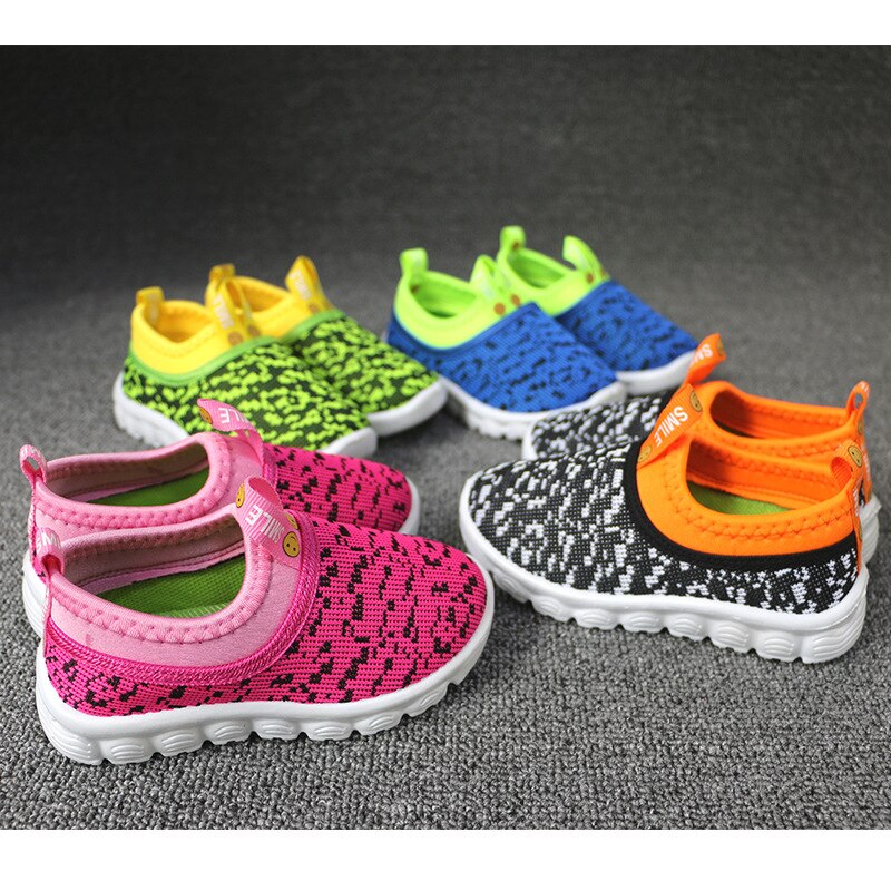 New Soft Kids Shoes Candy Color Woven Fabric Air Mesh Sneakers