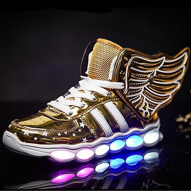 Children USB Charge Wear-resistant Glowing Sneakers Girl Led Light Up Shoes