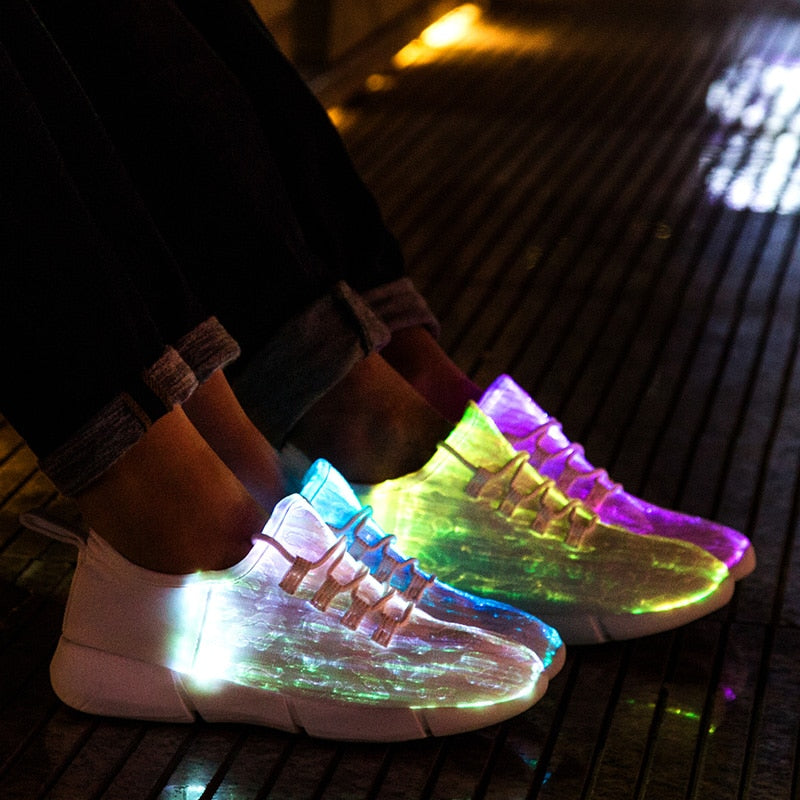 Fiber Optic Fabric Light Up Shoes Flashing Teenager Luminous Sneakers