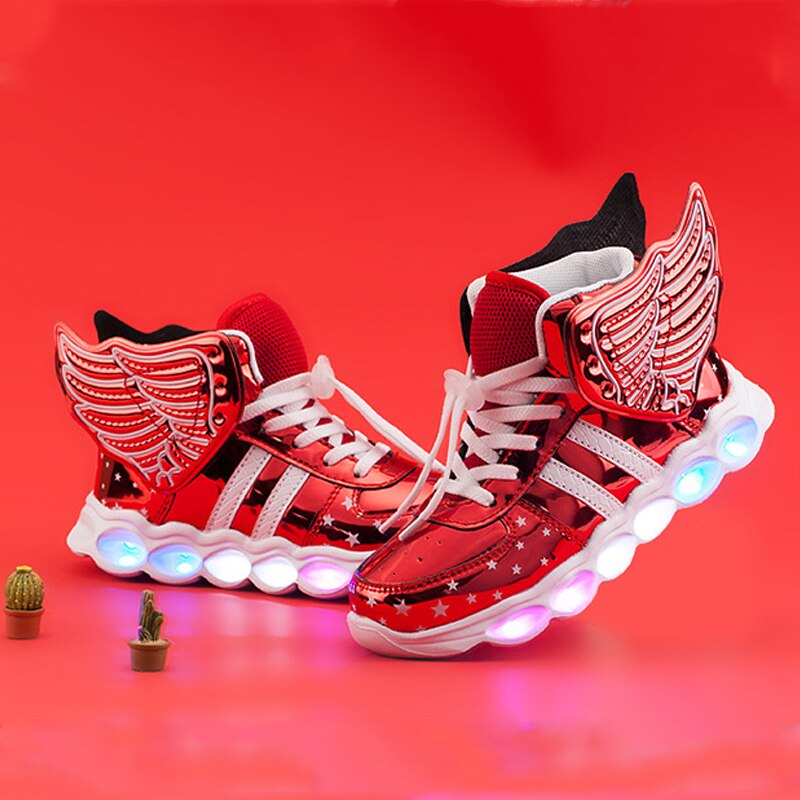 Children USB Charge Wear-resistant Glowing Sneakers Girl Led Light Up Shoes