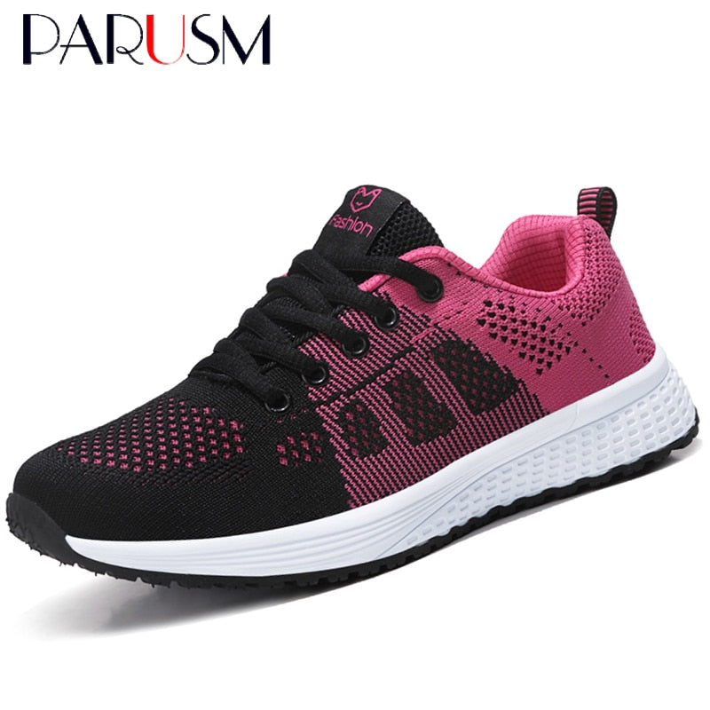 Women Casual Shoes Fashion Breathable Walking Mesh Lace Up