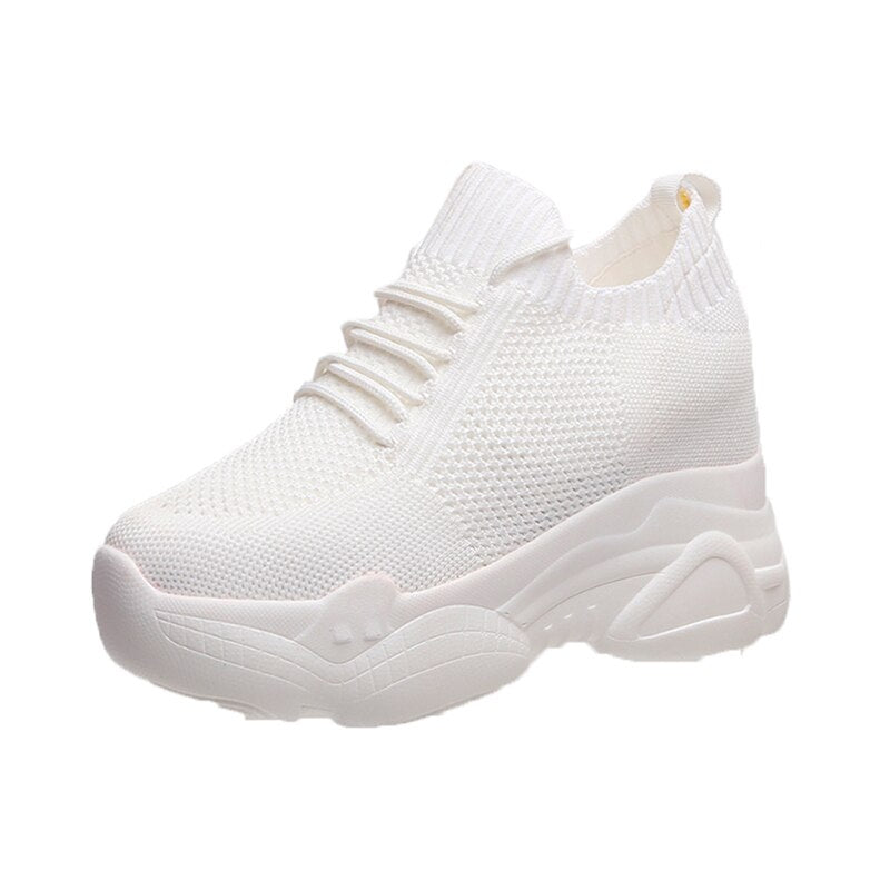 Hidden Heels Platform Sneakers Women Breathable Air Mesh