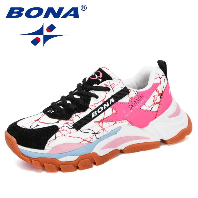 BONA  New Designers Mesh Breathable Running Shoes Women Outdoor