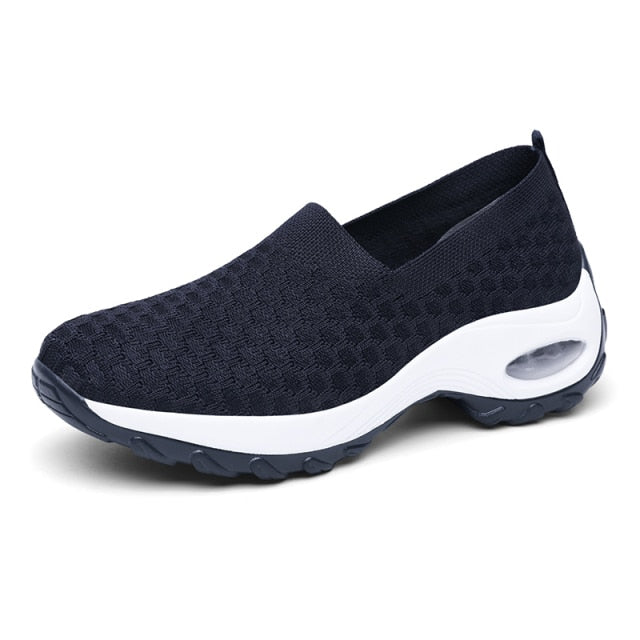 Women Wedge Sneakers Outdoor Air Cushion Sports Shoes Slip-on Socks Footwear