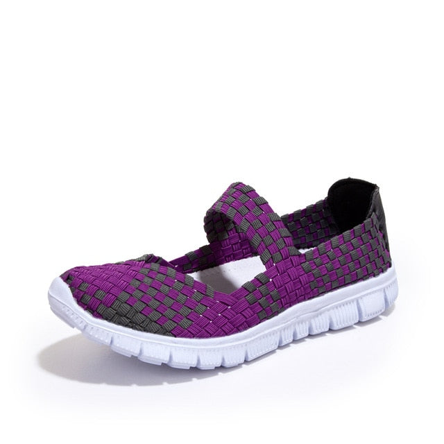 Summer Women's Breathable Walking Running Sport Women Woven Shoes