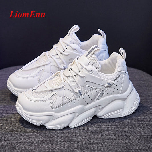 Women's White Chunky Sneakers Shoes Platform Casual Sport Shoes