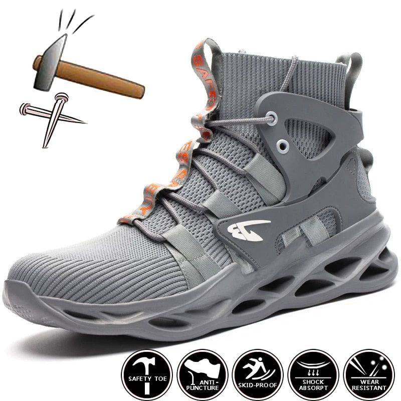 Male Work Boots Indestructible Safety Shoes Men Steel Toe Shoes