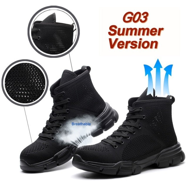 Male Work Boots Indestructible Safety Shoes Men Steel Toe Shoes