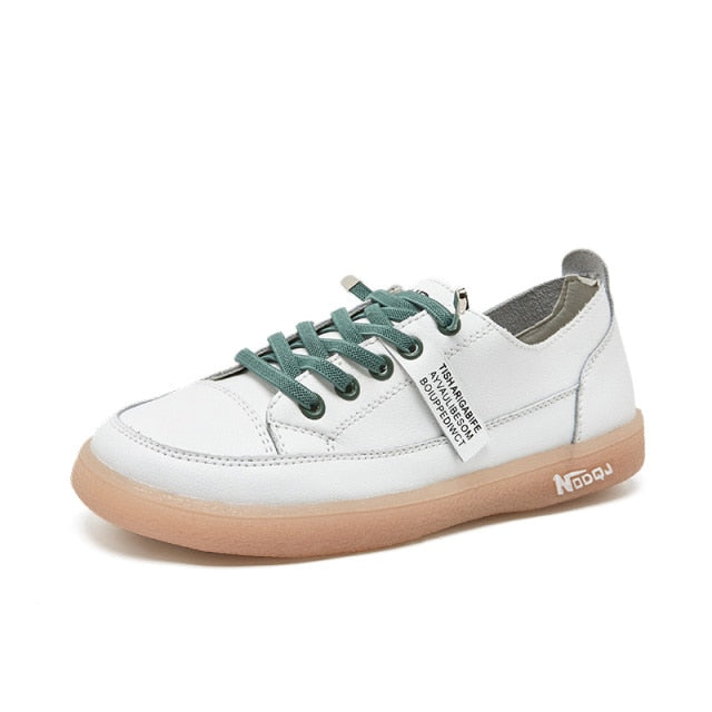 New Genuine Leather Women Sneakers Slip On Fashion Tennis Shoes