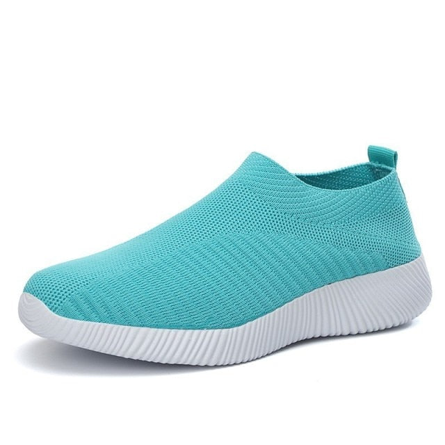 Spring Slip On Running Shoes Flat Summer Breathable Mesh Sock Shoes
