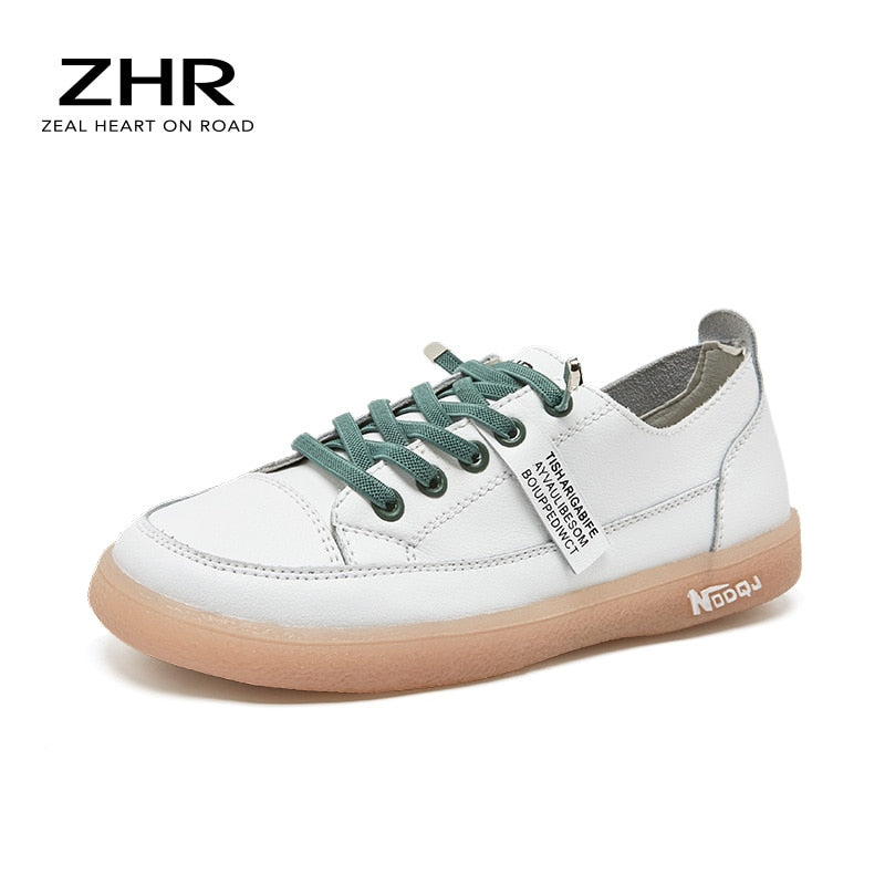 New Genuine Leather Women Sneakers Slip On Fashion Tennis Shoes