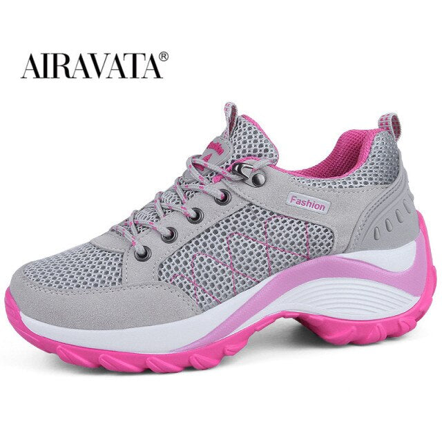 Women Hiking Shoes Breathable Lace-up Climbing Sneakers