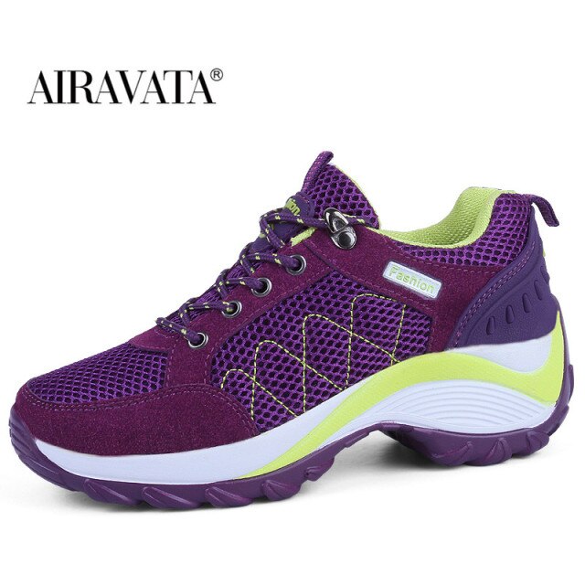 Women Hiking Shoes Breathable Lace-up Climbing Sneakers