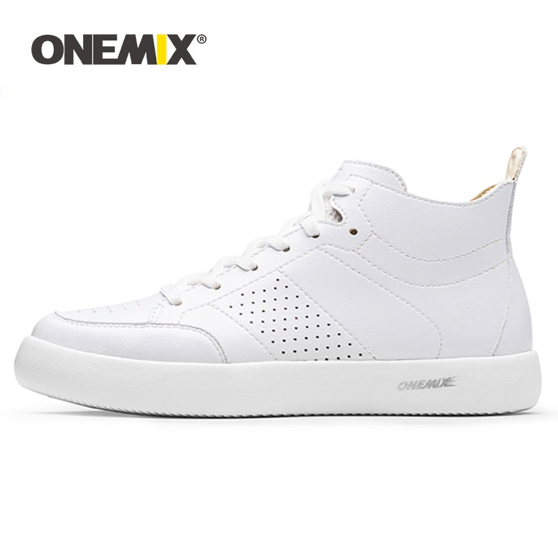 ONEMIX Skateboarding Shoes Lace-Up Lightweight Leather Sneakers
