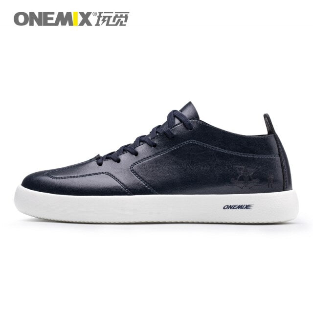 ONEMIX Skateboarding Shoes Lace-Up Lightweight Leather Sneakers